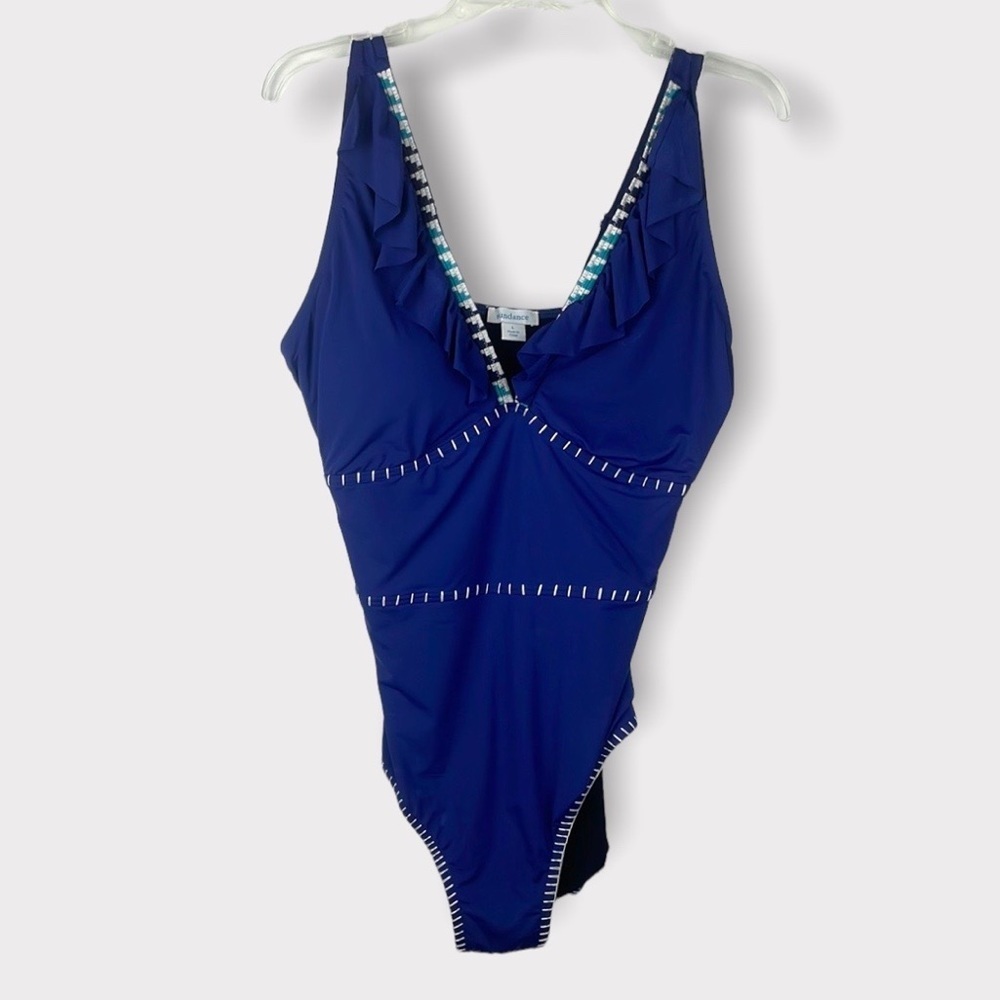 Sundance Navy Blue Bathing-suit with embroidery Size Large